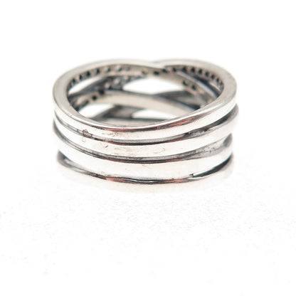 Pandora 925 Sterling Silver Round-Cut C Z Sparkling Lines Ring Size 6.25