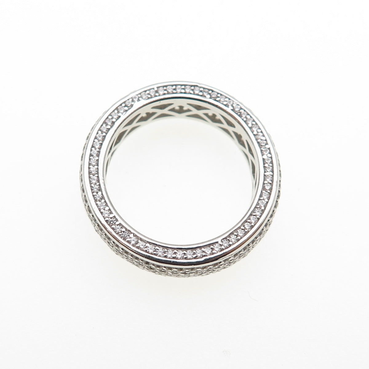 925 Sterling Silver Round-Cut C Z Eternity Band Ring Size 7.25