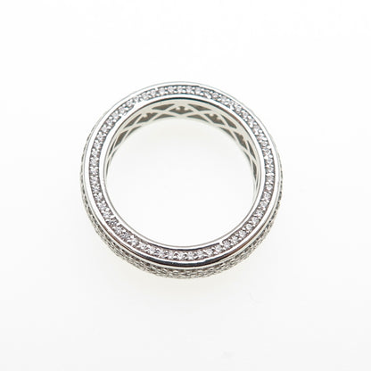 925 Sterling Silver Round-Cut C Z Eternity Band Ring Size 7.25