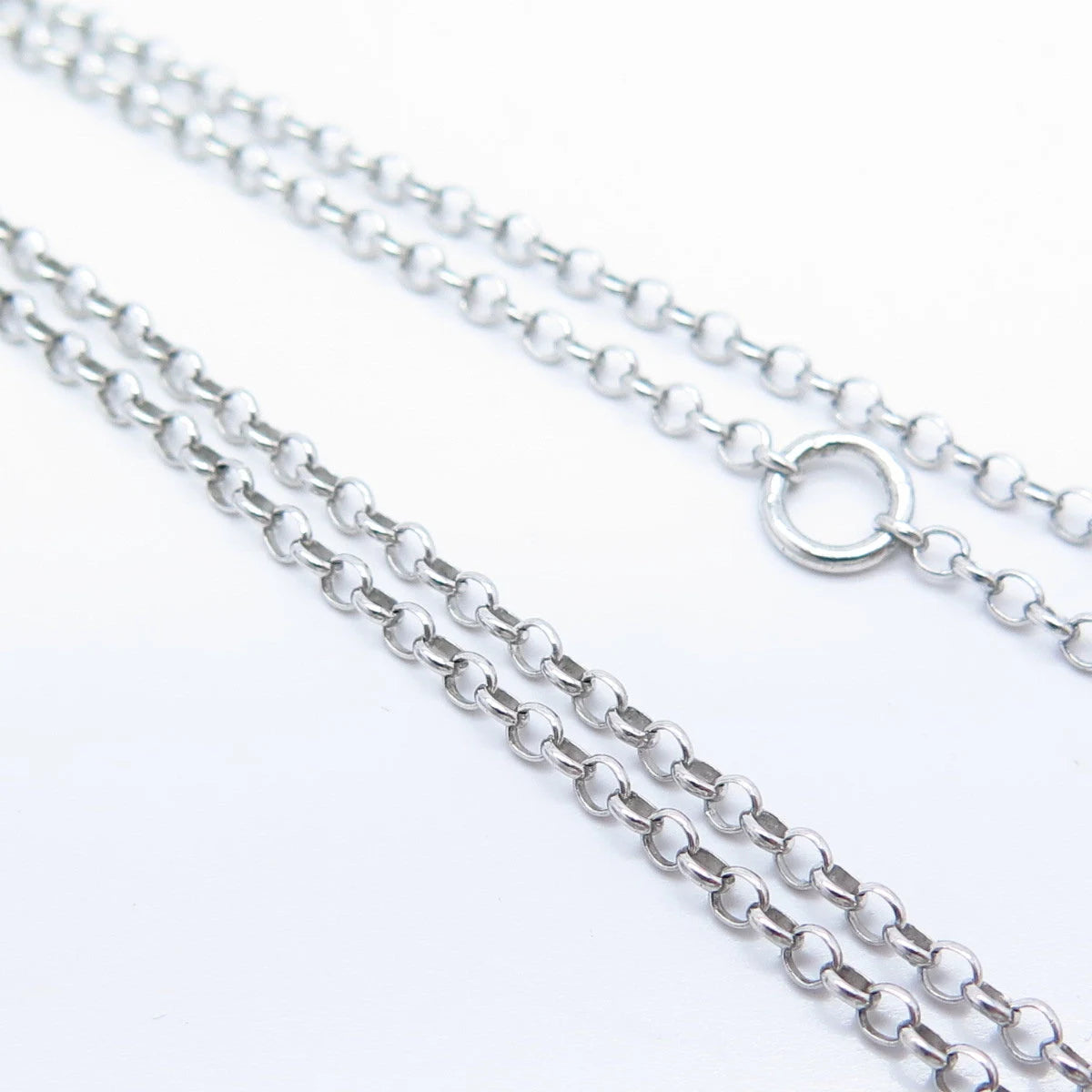 925 Sterling Silver Vintage C Z Rolo Chain Necklace 16"