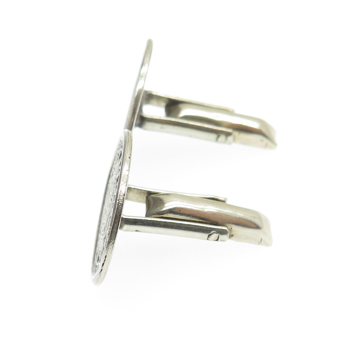 925 Sterling Silver Vintage Mexico Mayan Calendar Oxidized Cufflinks