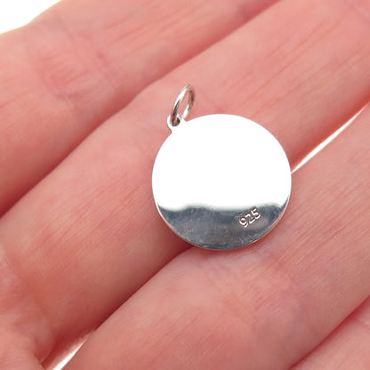 925 Sterling Silver Green Enamel Cat Couple Heart Charm Pendant