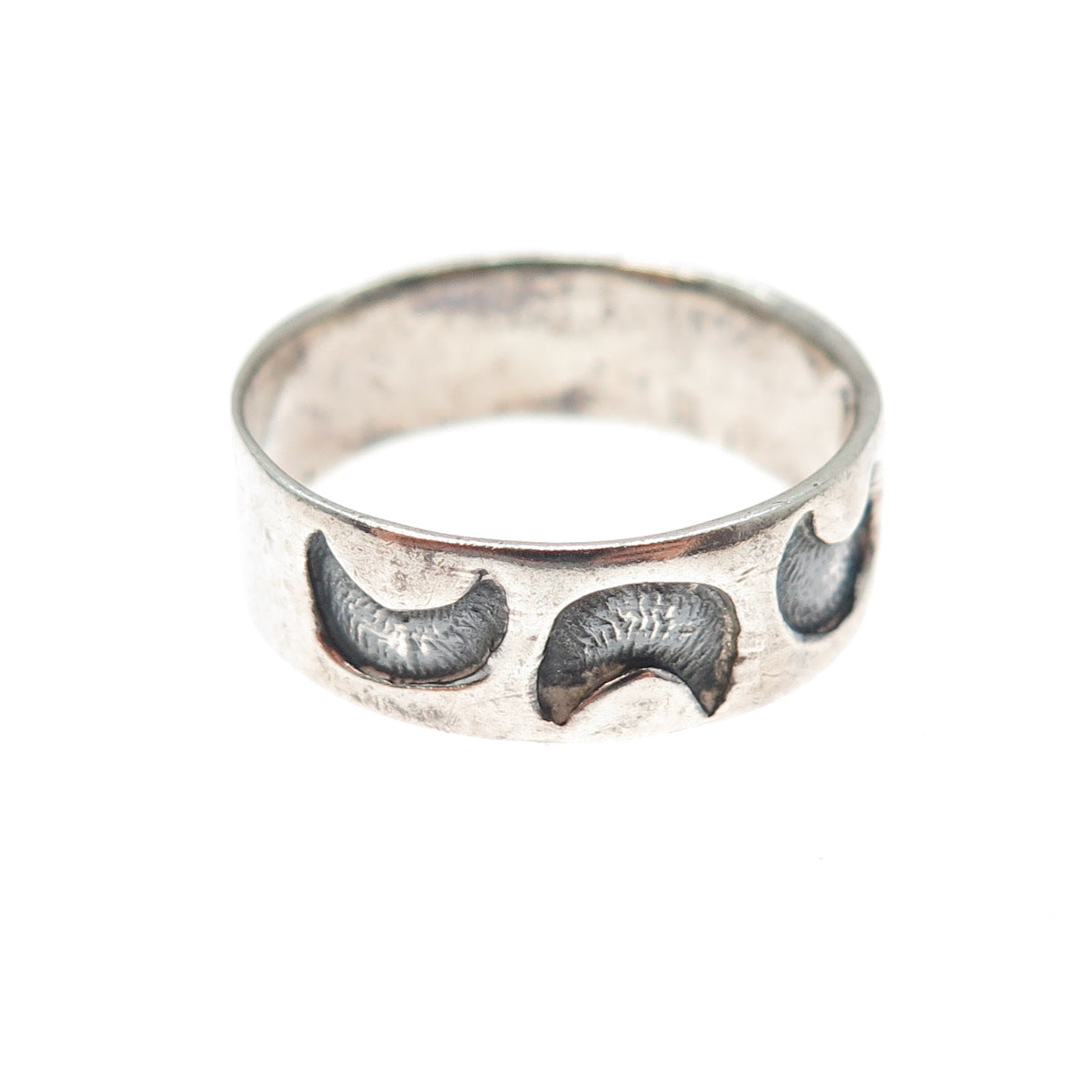 925 Sterling Silver Vintage Crescent Moon Band Ring Size 9.25