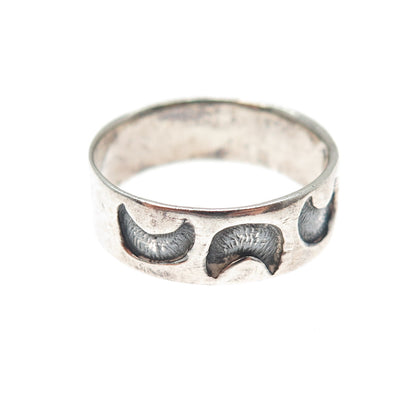 925 Sterling Silver Vintage Crescent Moon Band Ring Size 9.25