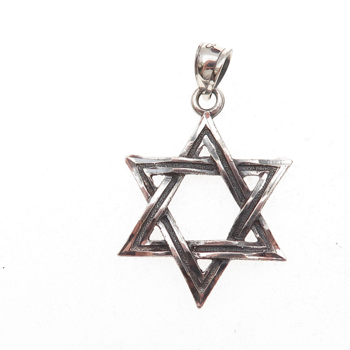 One Of A Kind 925 Sterling Silver Vintage Star of David Oxidized Charm Pendant