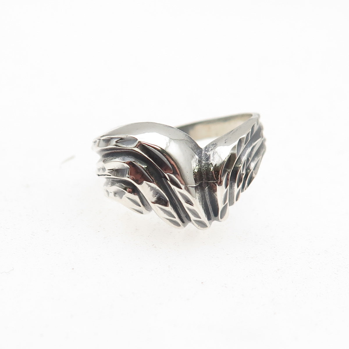 925 Sterling Silver Vintage Modernist Oxidized Ring Size 7.25
