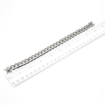 925 Sterling Silver Vintage Italy Cuban Link Heavy 73.4g Bracelet 8.5"