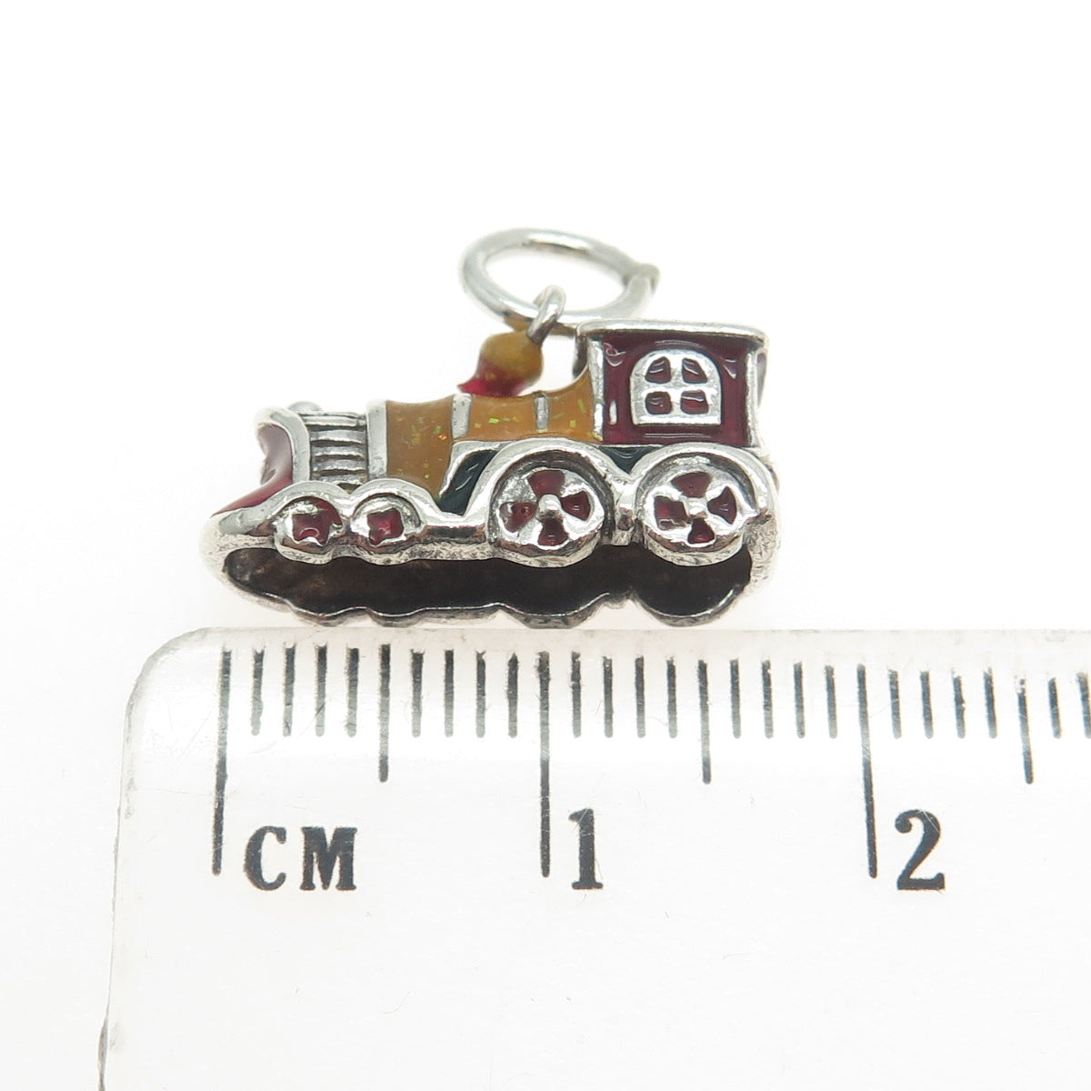 ROSS SIMONS 925 Sterling Silver Enamel Train 3D Charm Pendant