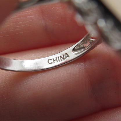 925 Sterling Silver Real Round-Cut Diamond & Druzy Ring Size 8