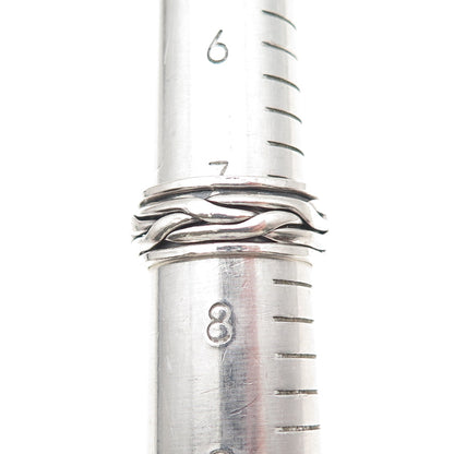 925 Sterling Silver Vintage Woven Oxidized Rotating Band Ring Size 7.5