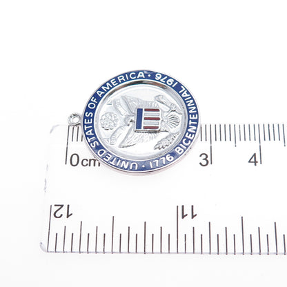 GRIFFITH & SONS CO. Sterling Silver Vintage 1967 Enamel US Bicentennial Pendant