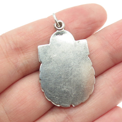 925 Sterling Silver Antique Art Deco Jesus St. Mary & Christopher Medal Pendant