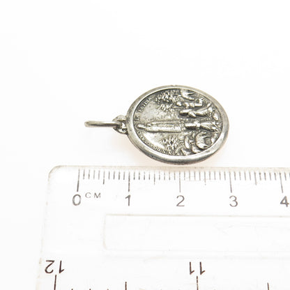 835 Silver Vintage Portugal Our Lady of Fatima Religious Medal Round Pendant