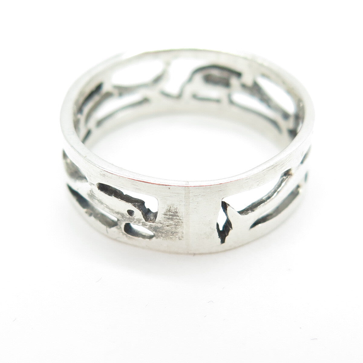 925 Sterling Silver Vintage Friendly Dolphin All Around Band Ring Size 6.75