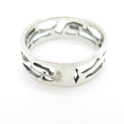 925 Sterling Silver Vintage Friendly Dolphin All Around Band Ring Size 6.75