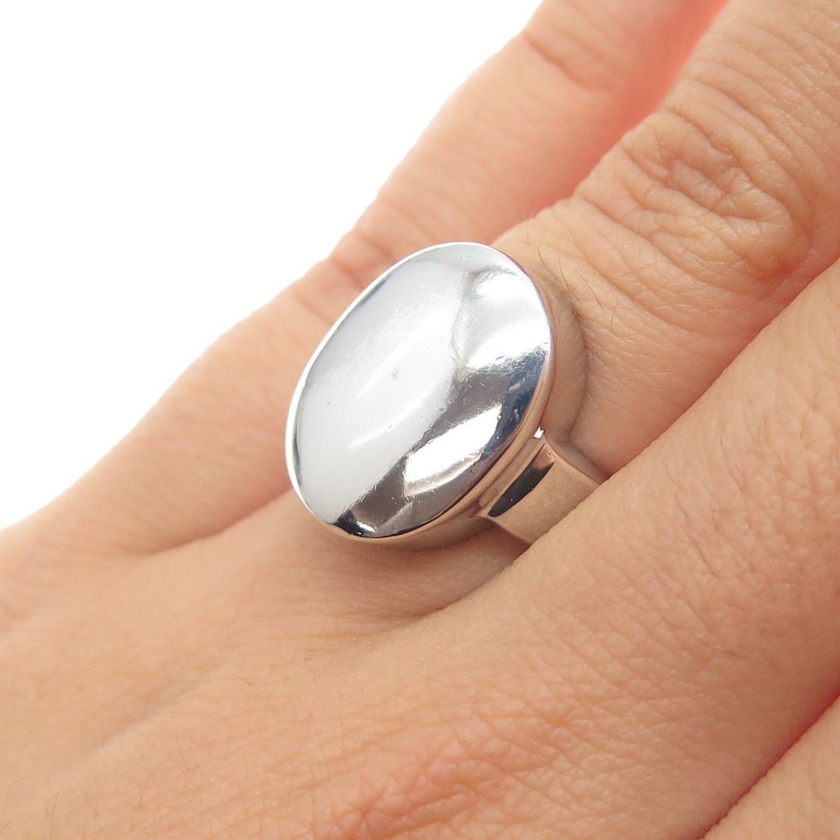 925 Sterling Silver Vintage Modernist Ring Size 6