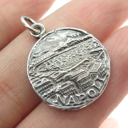 925 Sterling Silver Vintage "Roma Napoli" Colosseum Oxidized Pendant