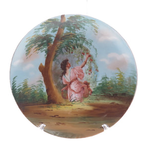 VICTORIA SCHMIDT Antique Austrian Porcelain "Cherries" Collectable Cabinet Plate