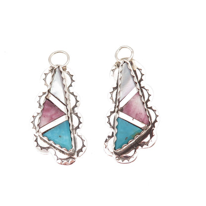Orlando Crespin Kewa Old Pawn Sterling Silver Vintage Multi-Gem Jacket Earrings