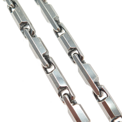 925 Sterling Silver Vintage Italy Oxidized Anchor Bar Chain Necklace 18"