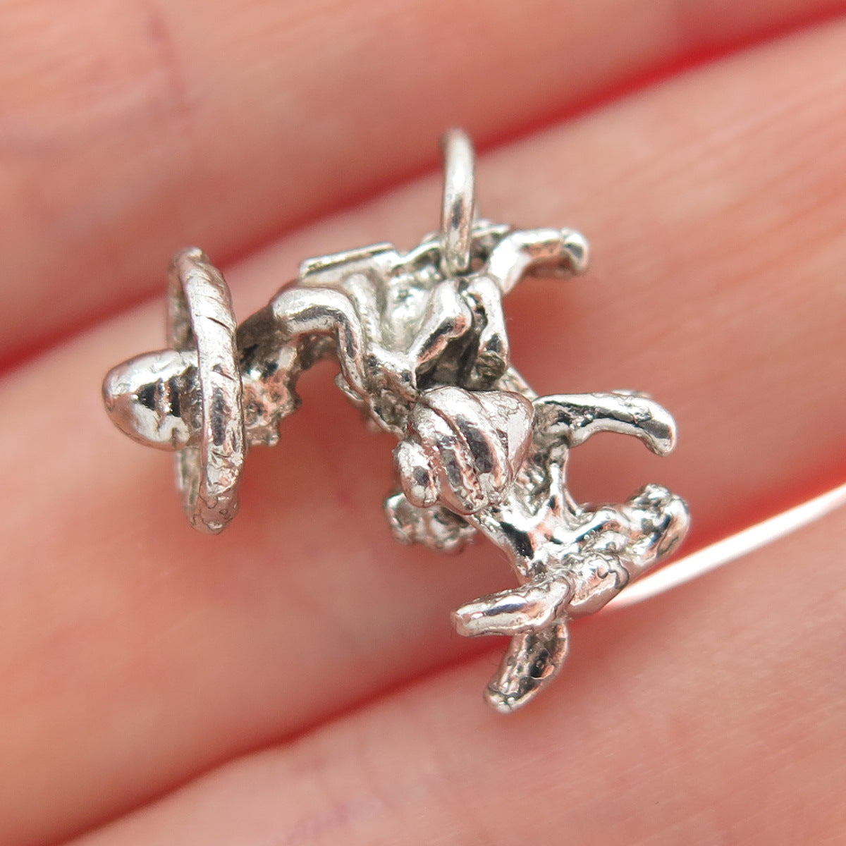 925 Sterling Silver Vintage Man Riding Donkey Minimalist 3D Charm Pendant
