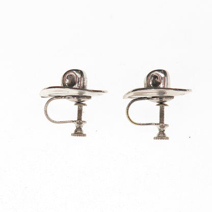 Old Pawn 925 Sterling Silver Vintage Southwestern Cowboy Hat Screw Back Earrings