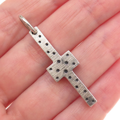 925 Sterling Silver Vintage Dotted Cross Charm Pendant