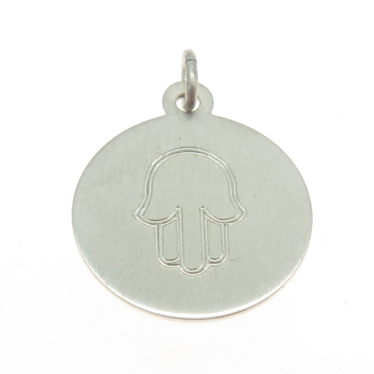 925 Sterling Silver Vintage Hamsa / Hand of Fatima Round Pendant