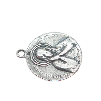 Sterling Silver Antique Jesus & St. Mary Religious Reversible Oxidized Pendant