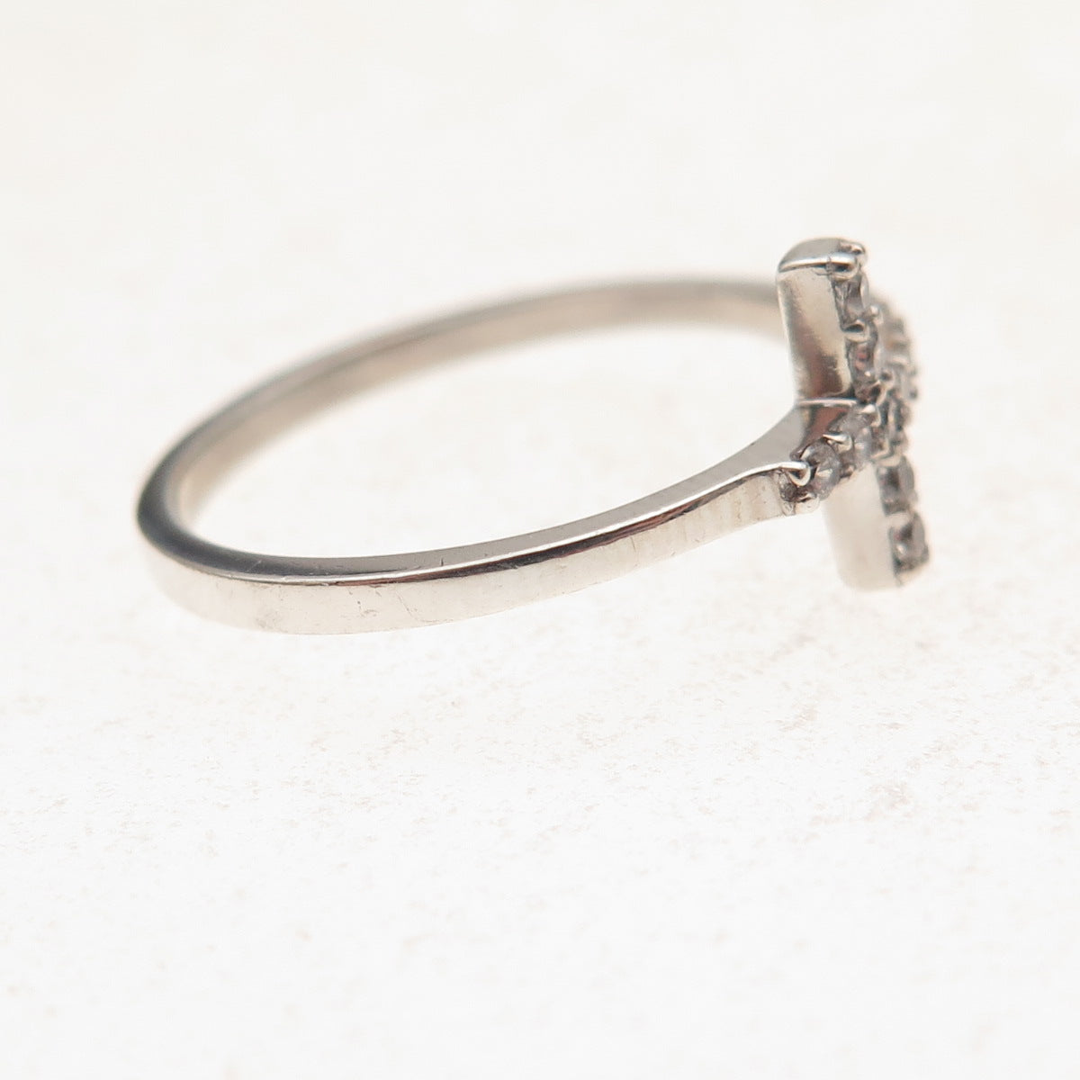 925 Sterling Silver Round-Cut C Z Cross Ring Size 7.25