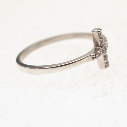 925 Sterling Silver Round-Cut C Z Cross Ring Size 7.25