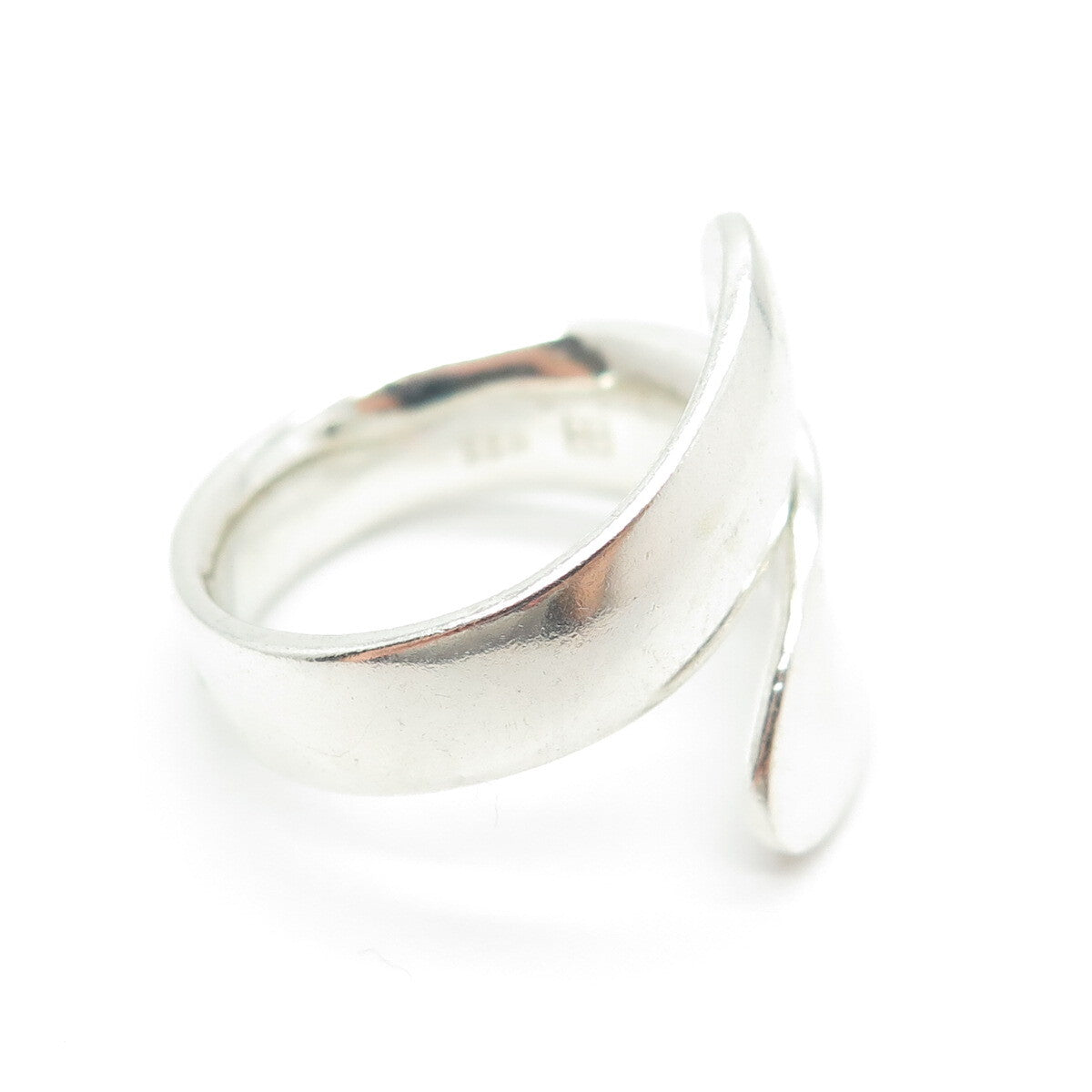 PLUS ONE 925 Sterling Silver Vintage Modernist Adjustable Ring Size 8.5