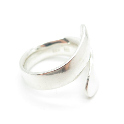 PLUS ONE 925 Sterling Silver Vintage Modernist Adjustable Ring Size 8.5