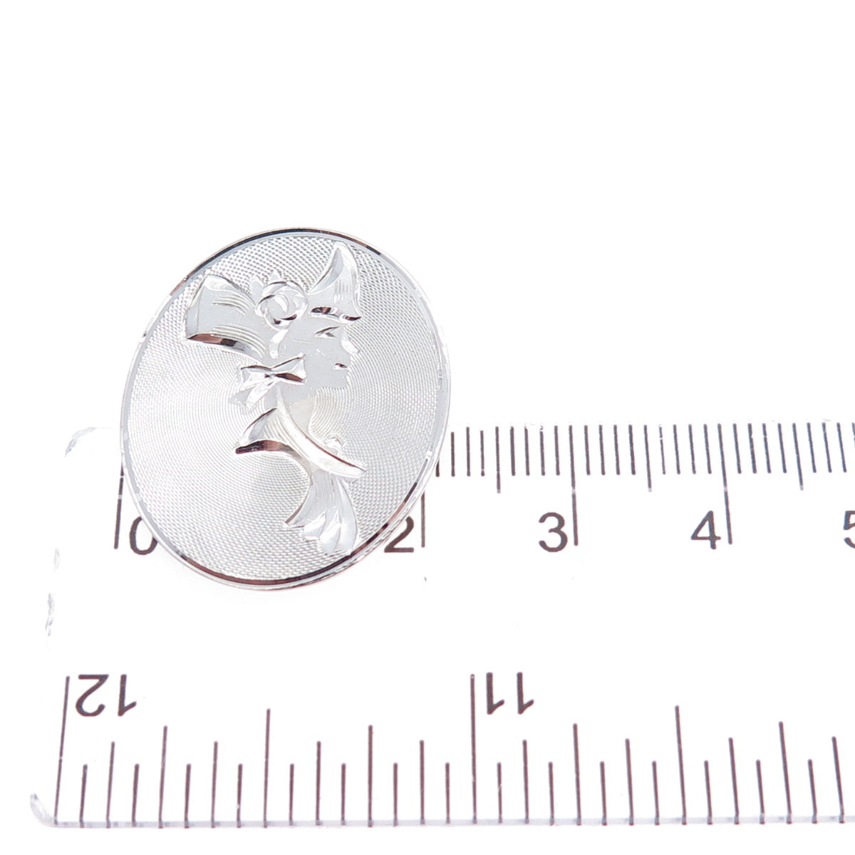 LAMODE 925 Sterling Silver Vintage Engraved Lady Portrait Oval Pin Brooch