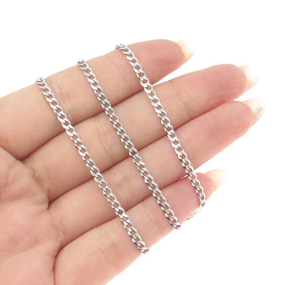 925 Sterling Silver Italy Flat Curb Chain Necklace 20"