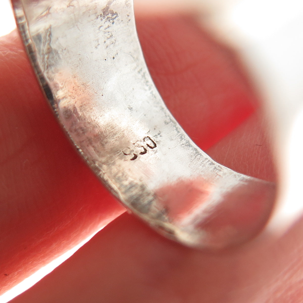 950 Silver Vintage Real Cabochon Dyed Howlite Turquoise Ring Size 7.75