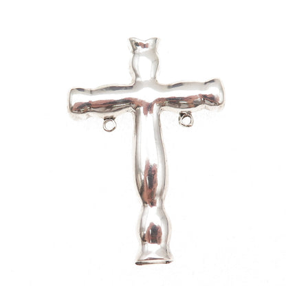 Terry Mayer 925 Sterling Silver Vintage Cross Religious Oxidized Slide Pendant