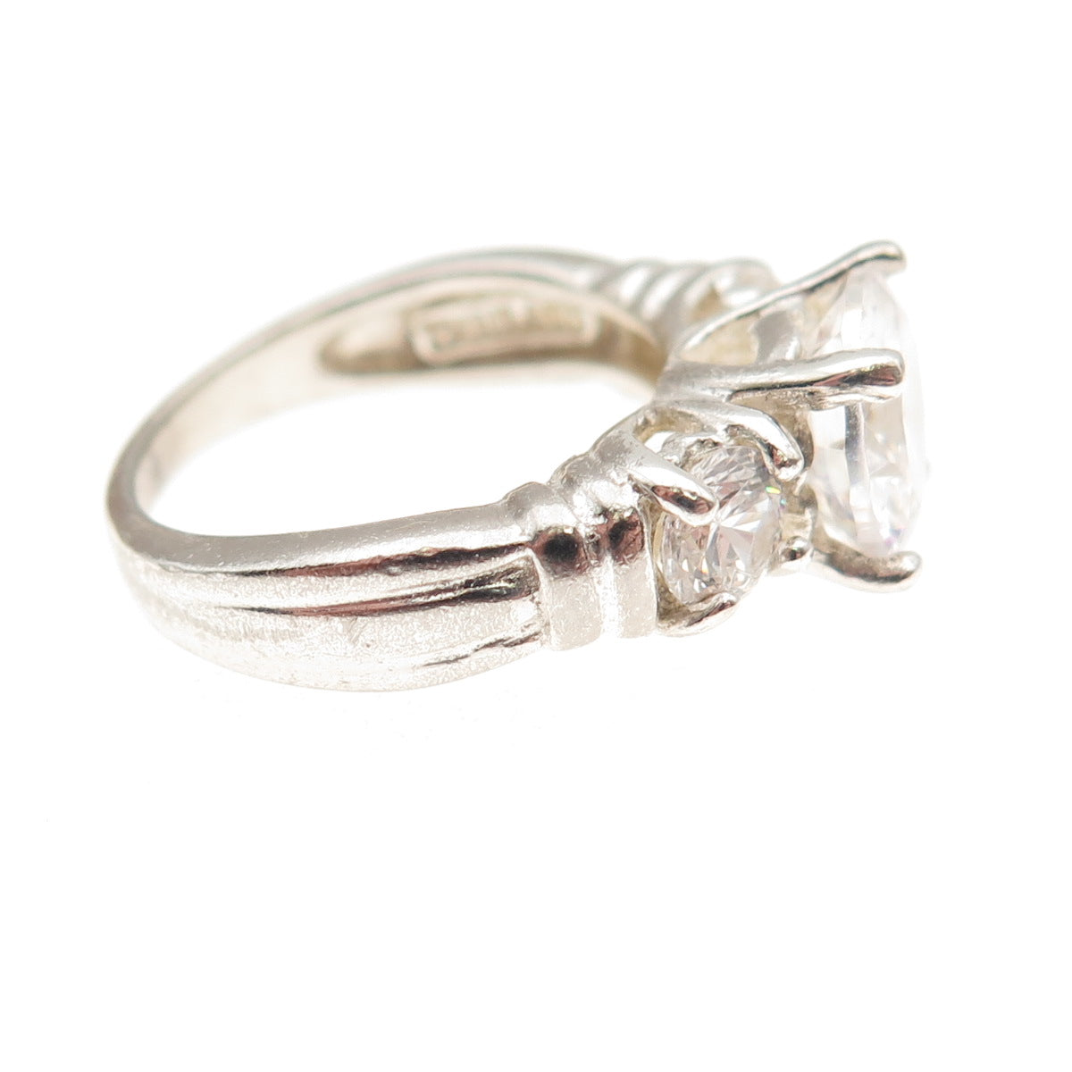 Chapal Zenray 925 Sterling Silver Vintage C Z Engagement Ring Size 5.25