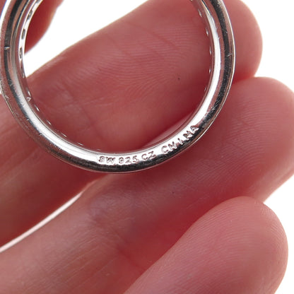 925 Sterling Silver Emerald-Cut C Z All Around Eternity Band Ring Size 10.25