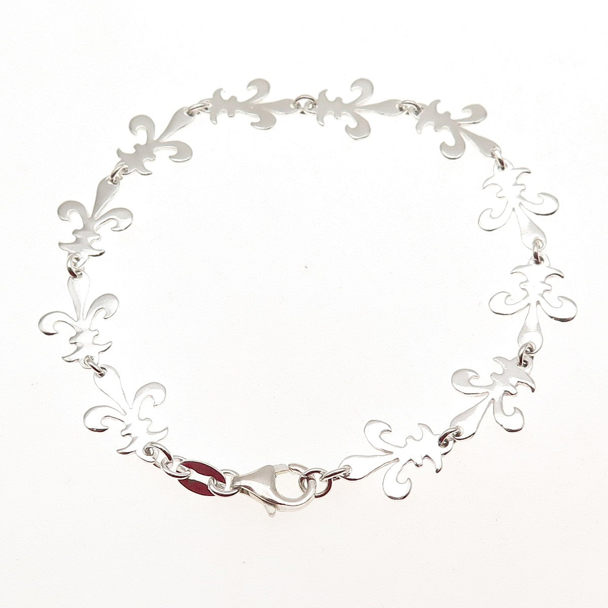 925 Sterling Silver Vintage Fleur de Lis Link Bracelet 7.25"