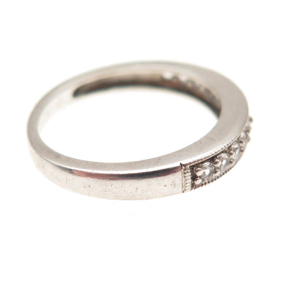 925 Sterling Silver Real Round-Cut White Topaz Half Eternity Band Ring Size 5