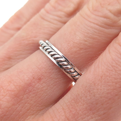 Chapal Zenray 925 Sterling Silver Vintage Roped Oxidized Band Ring Size 7