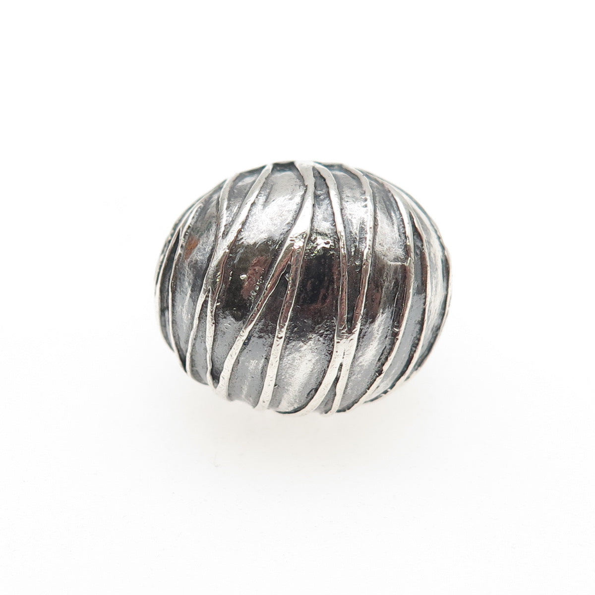 925 Sterling Silver Vintage Modernist Dome Oxidized Ring Size 5.25