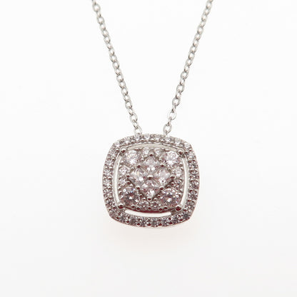 DEE BERKLE 925 Sterling Silver Round & Princess-Cut C Z Chain Necklace 16-18"