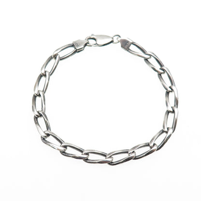 925 Sterling Silver Vintage Italy Paperclip Curb Link Oxidized Bracelet 7"