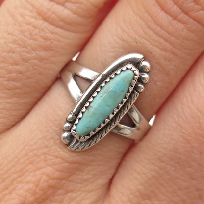 Bell Trading Post Old Pawn 925 Sterling Silver Vintage Turquoise Ring Size 7.75