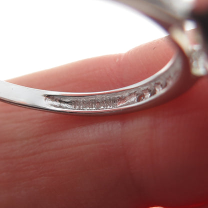 925 Sterling Silver Real Round-Cut Diamond & Oval-Cut Citrine Ring Size 7.25