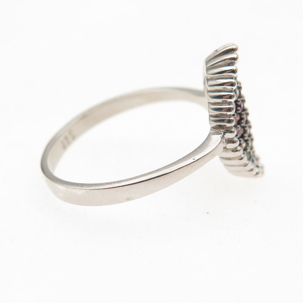925 Sterling Silver Round-Cut Multi-Color C Z Rainbow Ring Size 7