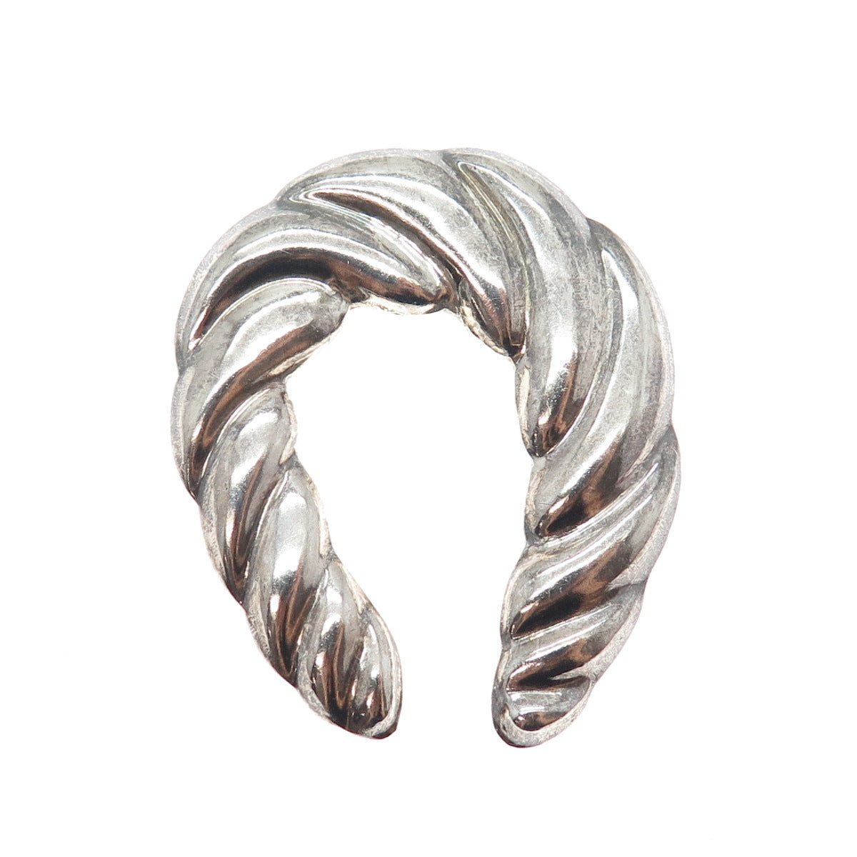 925 Sterling Silver Vintage Mexico Twisted Horseshoe Oxidized Pin Brooch Pendant
