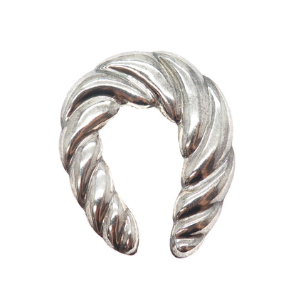 925 Sterling Silver Vintage Mexico Twisted Horseshoe Oxidized Pin Brooch Pendant